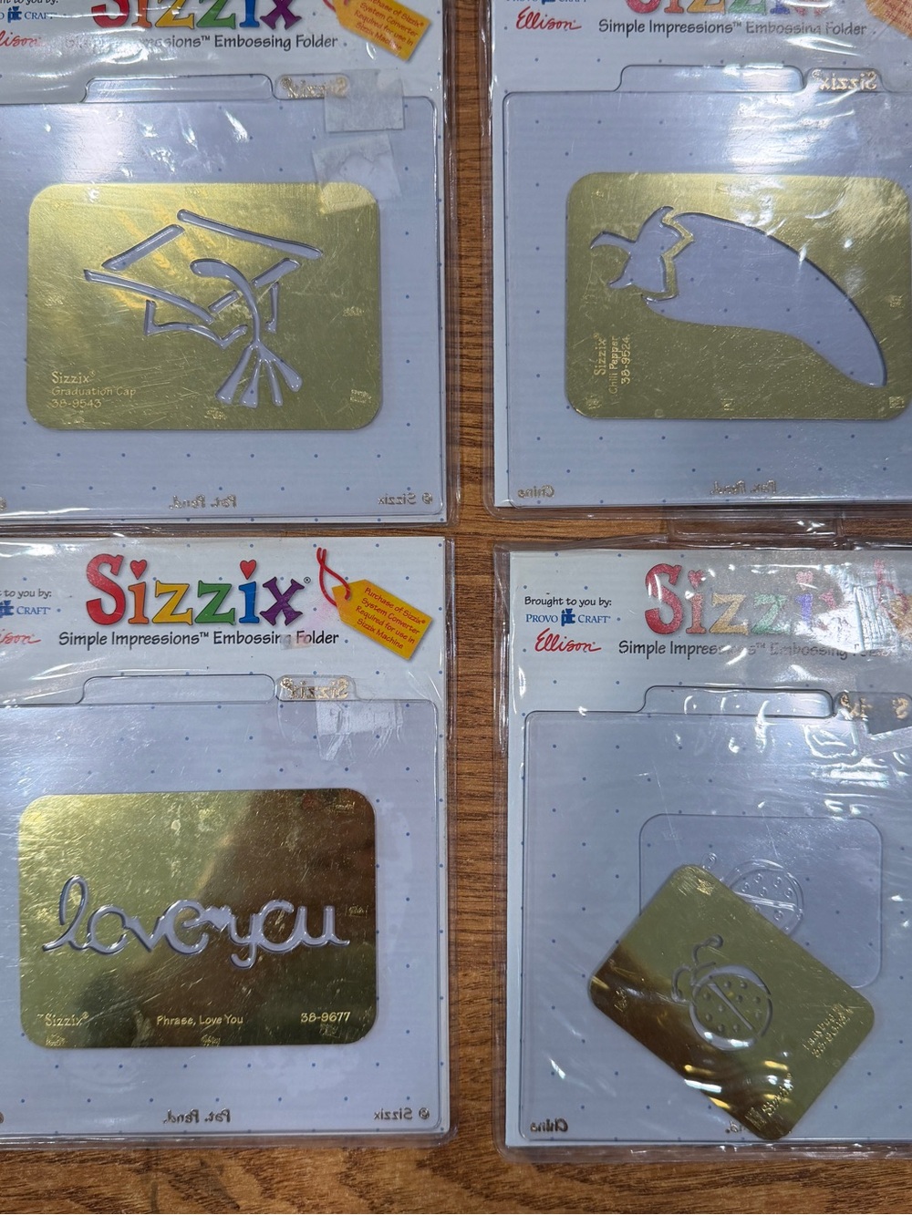 Lot of 4 Sizzix Simple Impressions Embossing Folder New